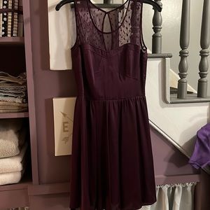Purple silk dress with mesh upper